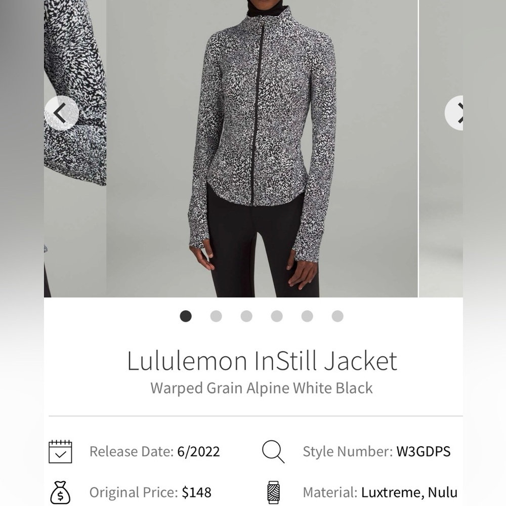 Lululemon Instill Jacket Warped Grain Alpine White Black Size 4